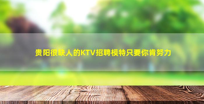 贵阳很缺人的KTV招聘模特只要你肯努力